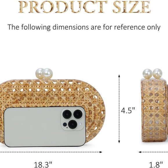 Women Acrylic Clutch Bag Rattan Woven Pattern Evening Crossbody Chic